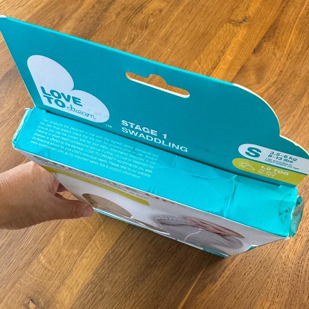 LOVE TO DREAM Swaddle Up Original Sleep Sack 1.0 TOG Small 8-13 lbs Gray Stage 1 - Picture 4 of 5